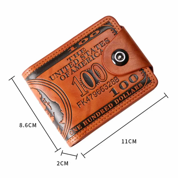 Men's Wallets With 100 US Dollar PatternWallet Male Leather Walet Photo Card HolderFashion Large Capacity Wallet Purse Bag