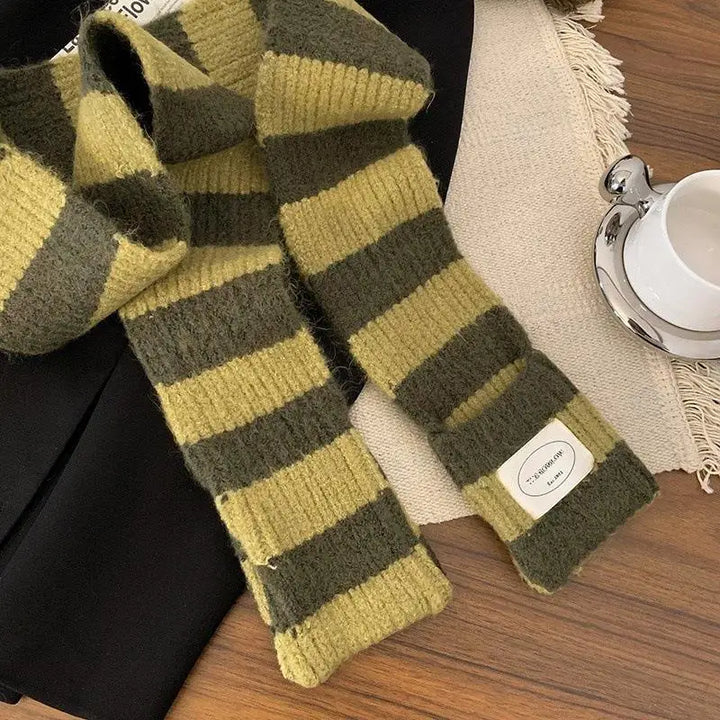 Gothic Striped Shawl – Y2K Winter Scarf for Women