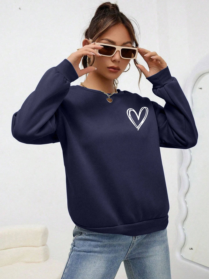 Heart Print Casual Sweatshirt