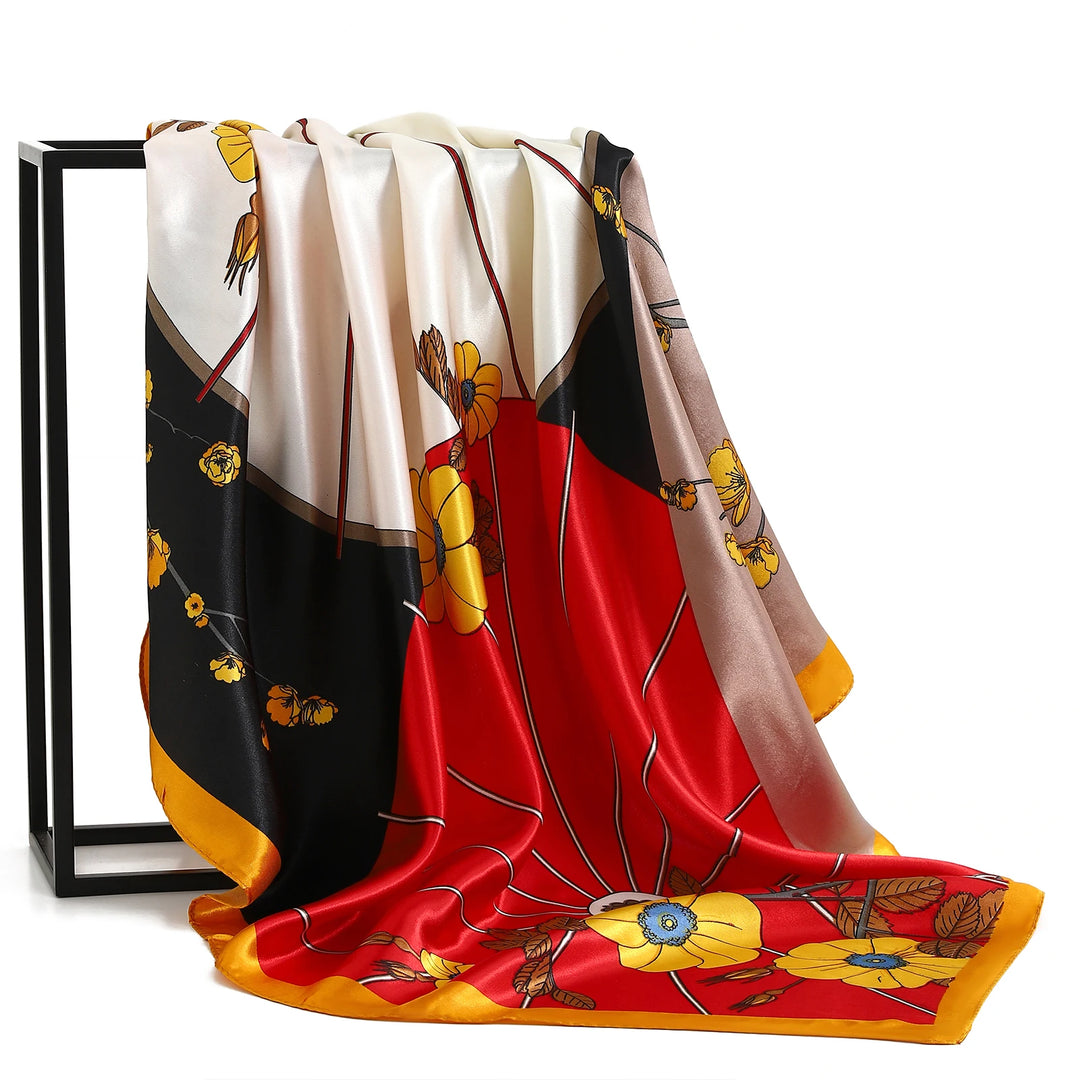 90×90cm Twill Scarf – Printed Silk Bandana for Women & Office Looks