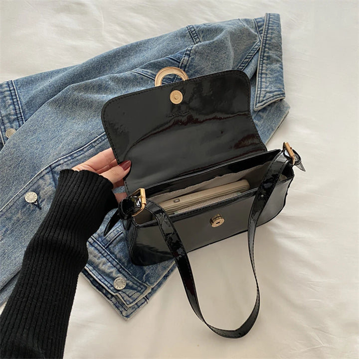 Stylish Shoulder Bag Handbag for Women Lightweight PU Glossy Finish Magnetic Closure Perfect for Daily Commute