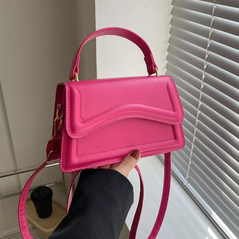 Women’s PU Leather Crossbody Bag – Solid Color Shoulder Tote & Messenger Purse