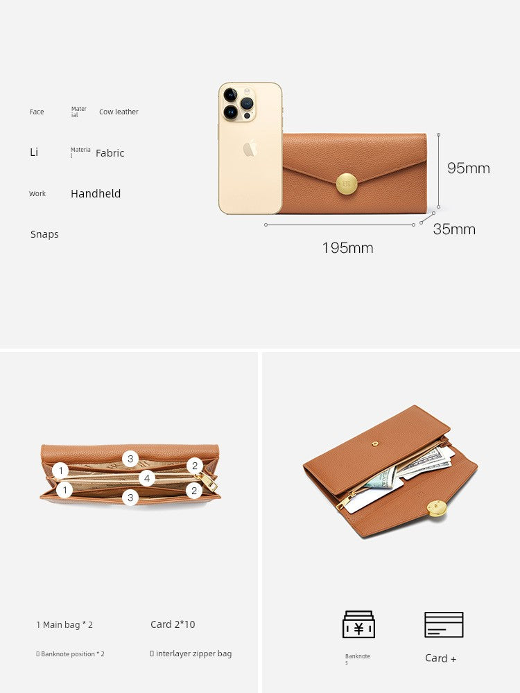 HR HR 2025 New Wallet Fashion First Layer Cowhide Long Wallet Coin Purse Western Style Certificate Clutch Bag