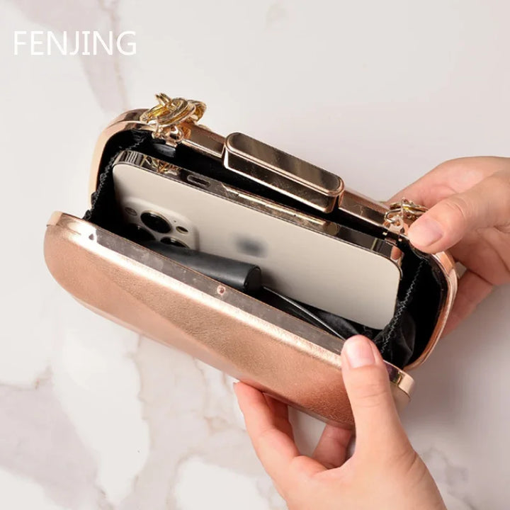 LuxeMetallic Evening Clutch – PU Leather Party Purse in Gold & Silver