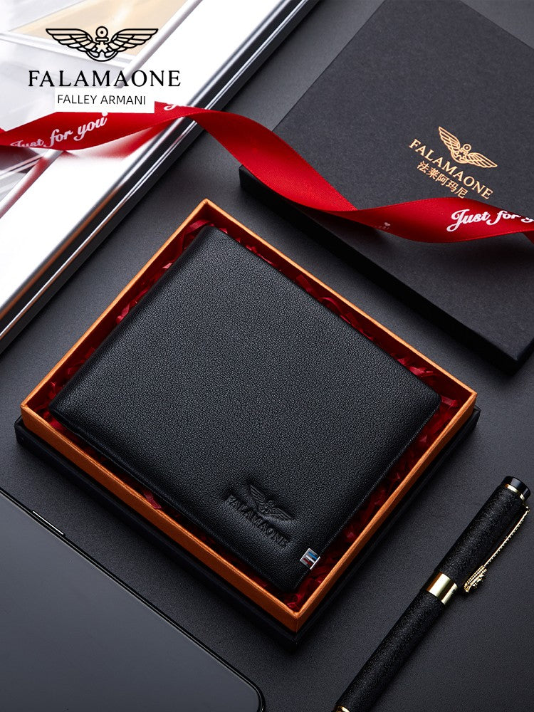 FL Armani Genuine Goods Short Leather Wallet for Man