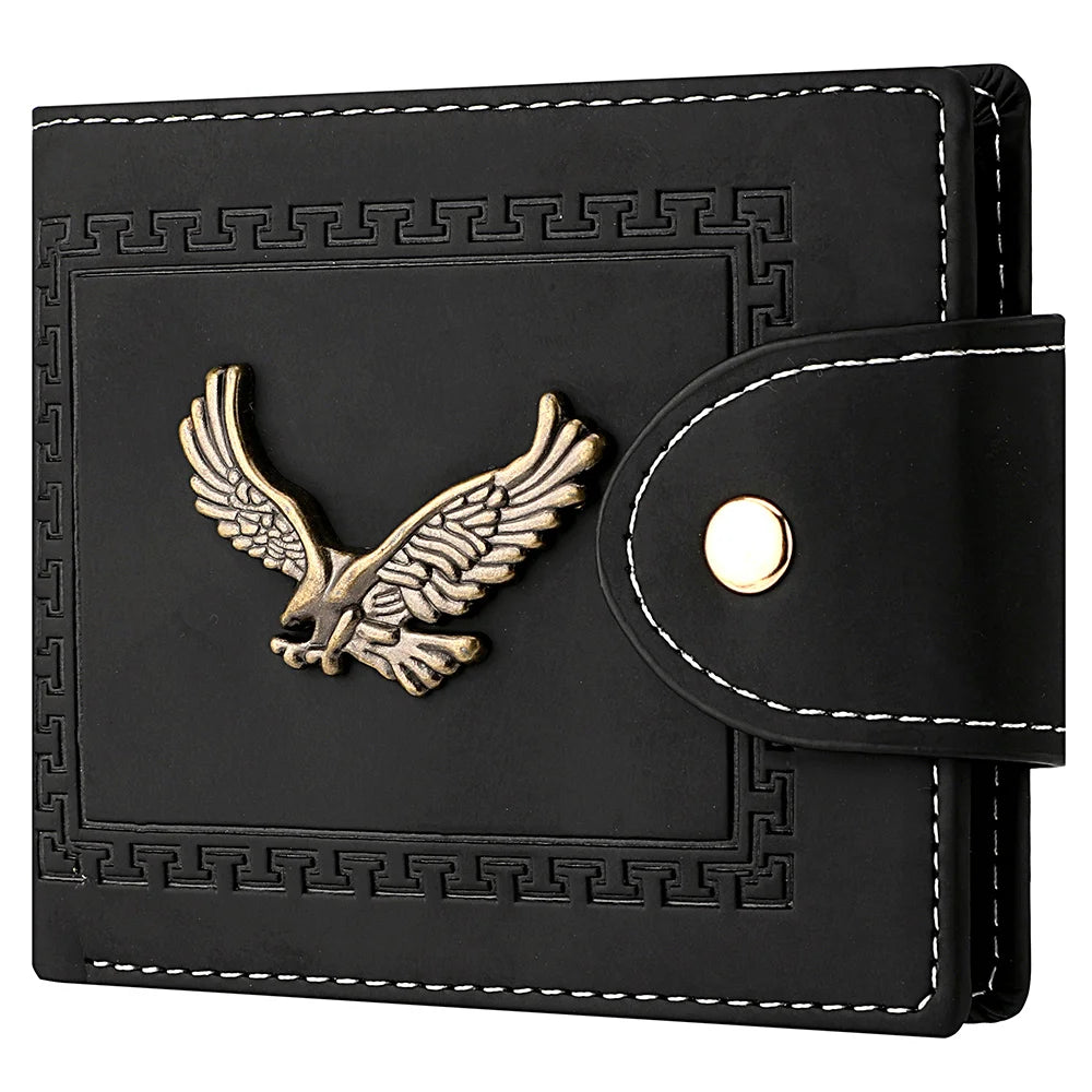 Men's Wallet Men's Short Wallet Youth Fashion Personality Pu Leather Credit Card ID Card Holder Wallet Folding Wallet