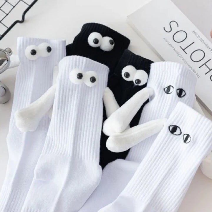 1 Pair Cute Socks Hand In Hand Sock Women Lovely High Quality Solid Color Black White Socks Summer Lace Mesh Short Socks
