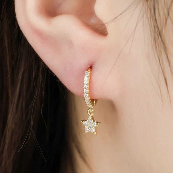 ZirconBloom™ – CANNER 18K Gold Plated Drop Earrings with Star Design