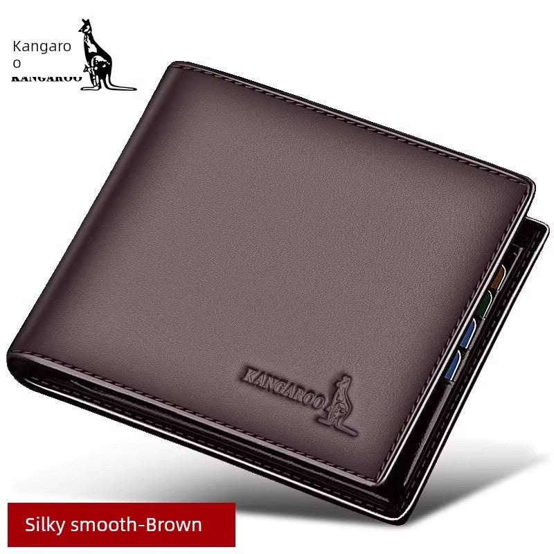 Kangaroo Men First Layer Cowhide One-Piece Father Wallet