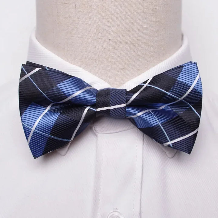 Men’s Classic Black Bow Tie – Formal Polyester Woven Pattern