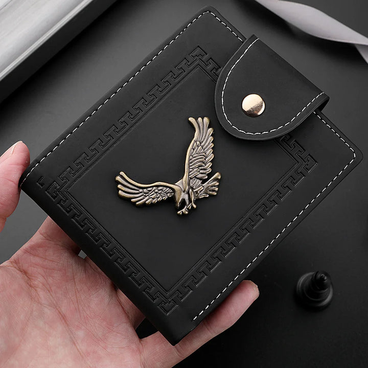 Men's Wallet Men's Short Wallet Youth Fashion Personality Pu Leather Credit Card ID Card Holder Wallet Folding Wallet