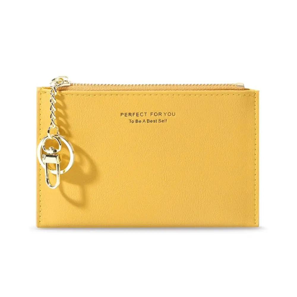 Ultra-Thin PU Leather Wallet – Mini Coin Purse with Keychain