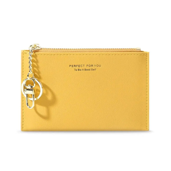 Ultra-Thin PU Leather Wallet – Mini Coin Purse with Keychain