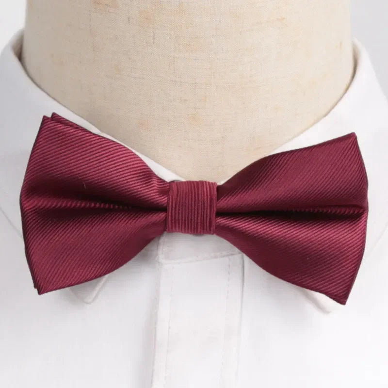 Men’s Classic Black Bow Tie – Formal Polyester Woven Pattern