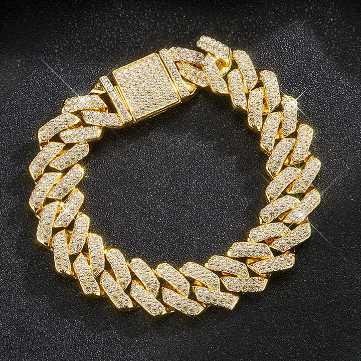 Frosted 15MM Cuban Chain Necklace – Rhinestone Hip Hop Bling