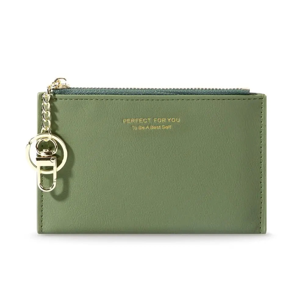 Ultra-Thin PU Leather Wallet – Mini Coin Purse with Keychain