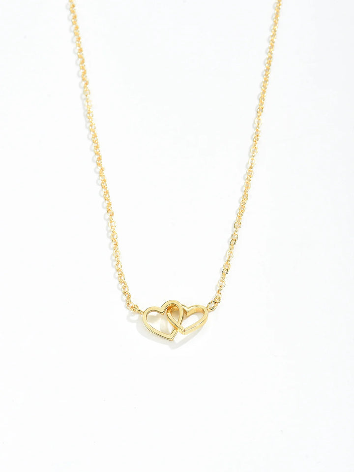 Tiny Heart Necklace – Hollow Double Pendant Chain for Women