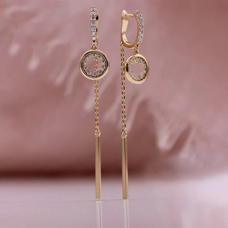 GlamourAura™ – 14K Gold Pink Earrings for Elegant Women