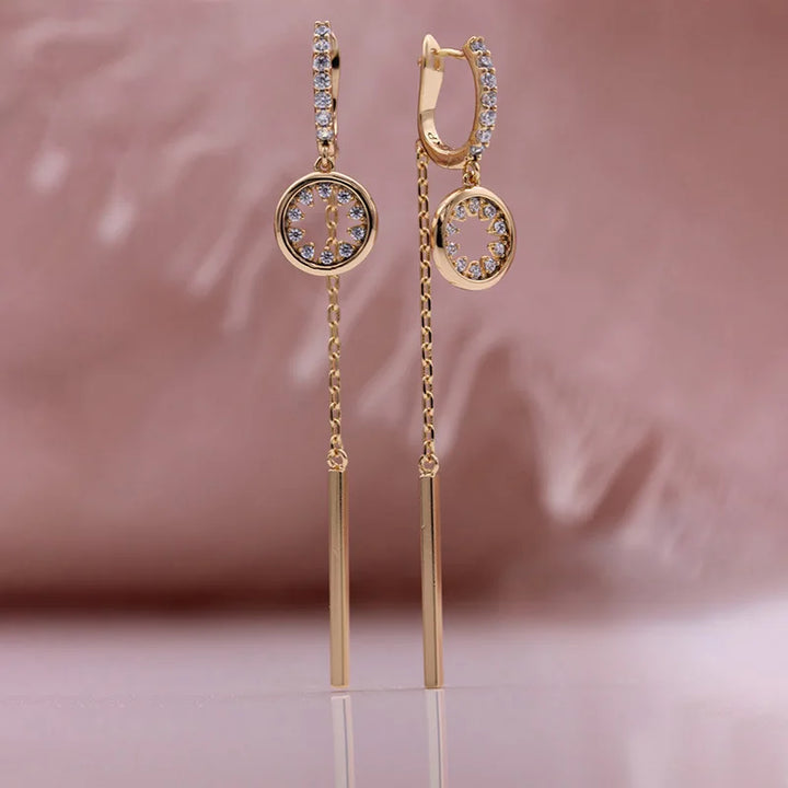 GlamourAura™ – 14K Gold Pink Earrings for Elegant Women