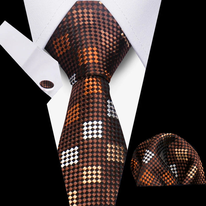 Elegant Ties For Men Gift Fashion Men Tie Set Striped Luxury Necktie Handchief Cufflinks 3 Pcs Business Wedding Suit Accessories