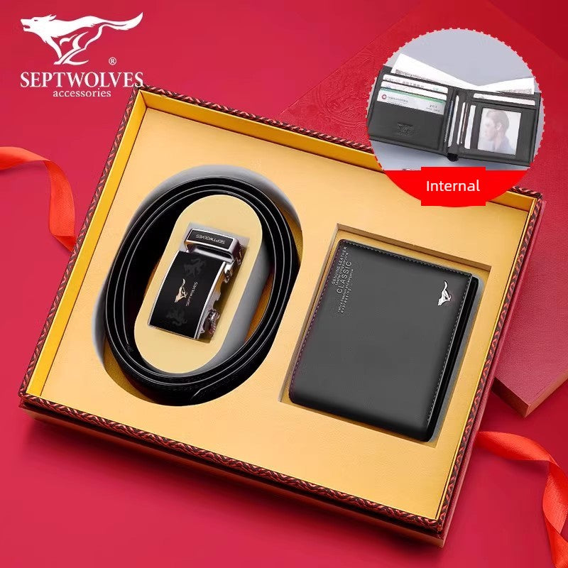 SEPTWOLVES Men Genuine Leather Dad's Wallet for Husband