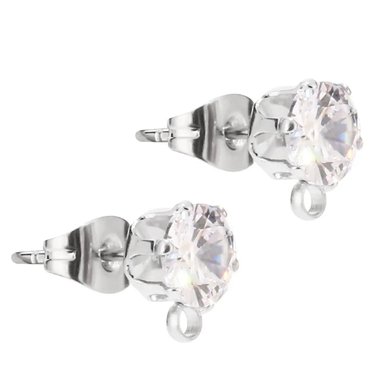 Gold Tone Earring Hooks with CZ Studs