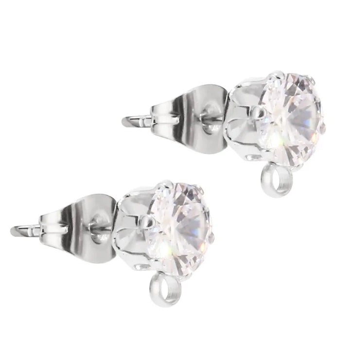 Gold Tone Earring Hooks with CZ Studs