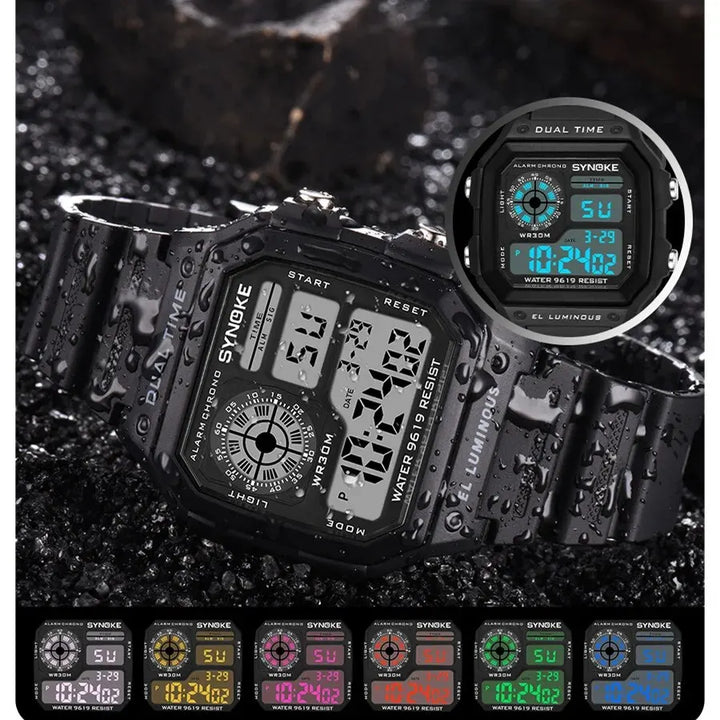 SYNOKE™ – Multifunction Digital Wristwatch with Seven Lights