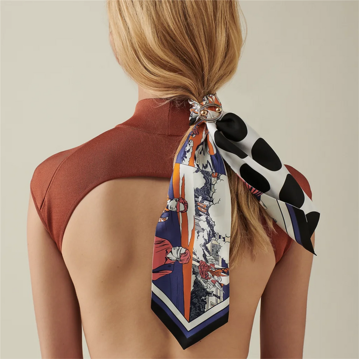 Chic Silk Hair Scarf – Elegant Skinny Wrap for Hair & Bags