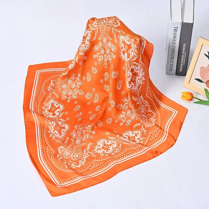 Printed Square Scarf – 70cm Paisley Bandana for Hair & Headwear