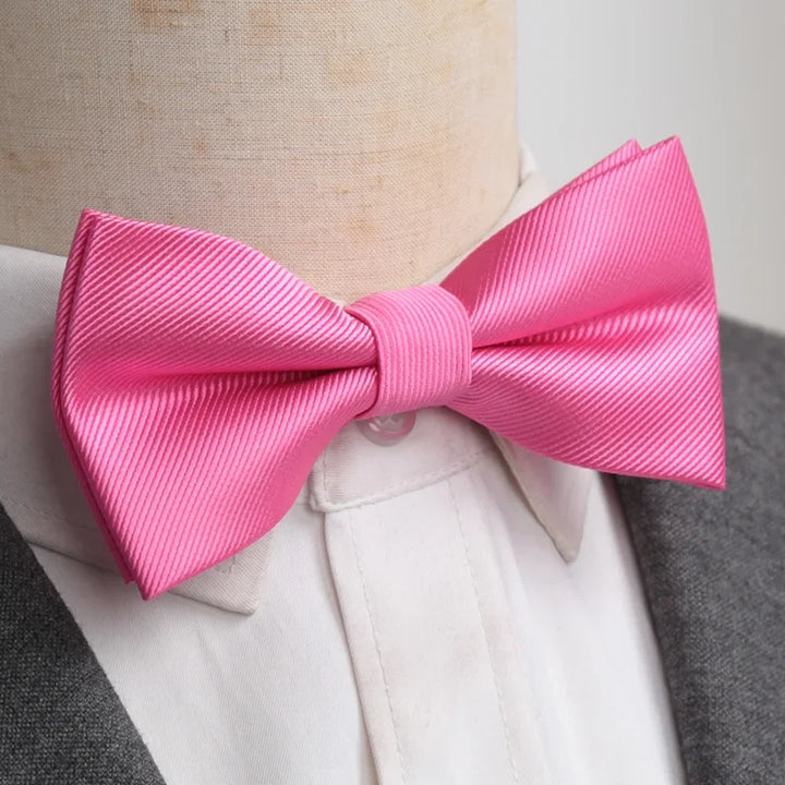 Men’s Classic Black Bow Tie – Formal Polyester Woven Pattern