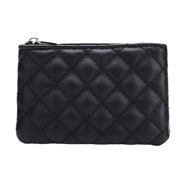 Plaid PU Leather Coin Purse – Mini Zipper Wallet & Card Holder for Women
