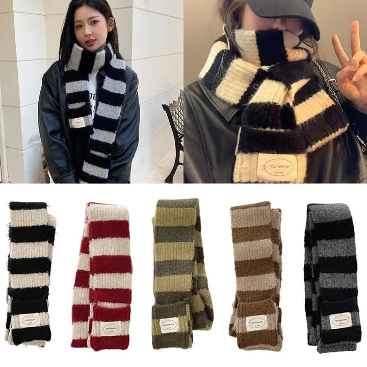 Gothic Striped Shawl – Y2K Winter Scarf for Women