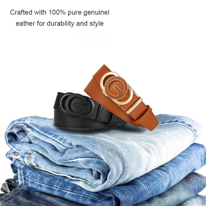 Men's Leather Belts Casual Automatic Buckle Belt Famous Designer Brand Luxury Leather Metal Buckle Cowskin Belts for Jeans Men