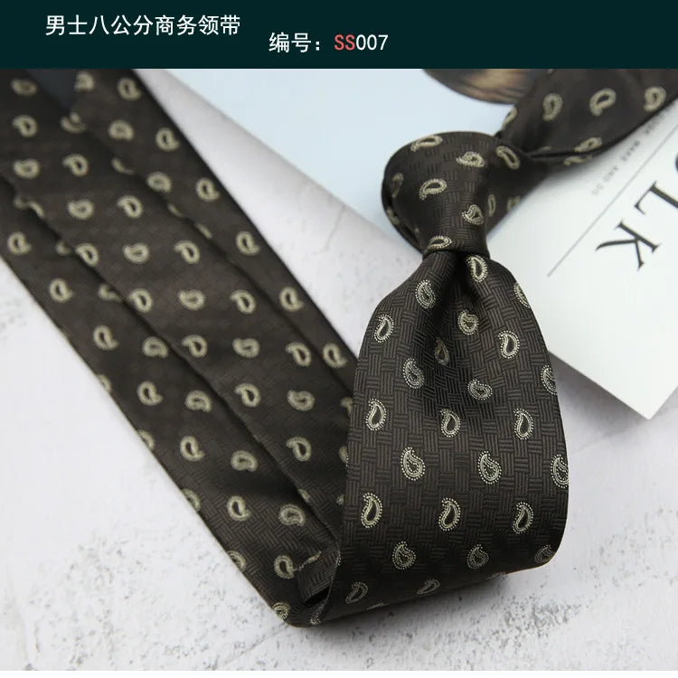 Tie Gravatas Fashion Wholesale Woven 8 cm Striped Necktie Wedding Accessories Blue Man Dot Fit Group Party Office Neck Ties