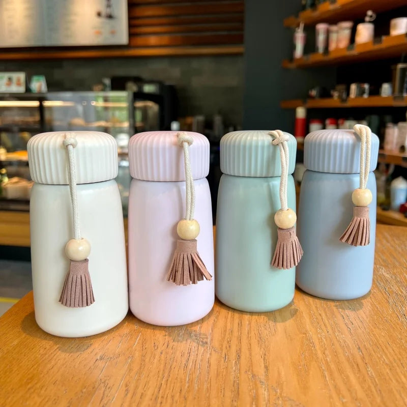 Insulated Water Bottle, Cute Mini Stainless Steel Vacuum Thermos for Office, Sports, Gym, School, Commute, Portable & Convenient