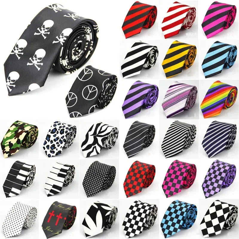 5cm Skinny Print Tie – Unisex Slim Necktie