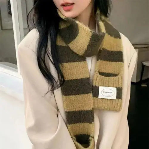Gothic Striped Shawl – Y2K Winter Scarf for Women
