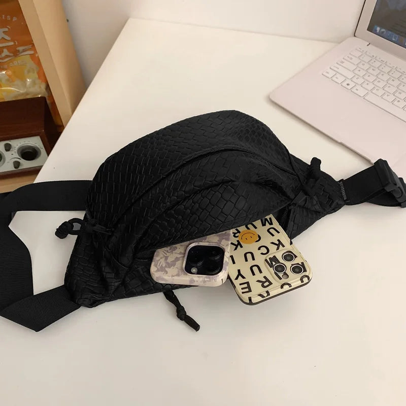 Unisex Waist Bag Large Capacity Fanny Packs Woven pattern Chest Bag Fashion Shoulder Crossbody Bags High-quality Waist Belt Bags