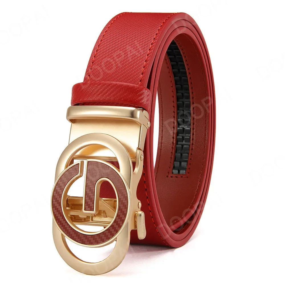 Men's Leather Belts Casual Automatic Buckle Belt Famous Designer Brand Luxury Leather Metal Buckle Cowskin Belts for Jeans Men
