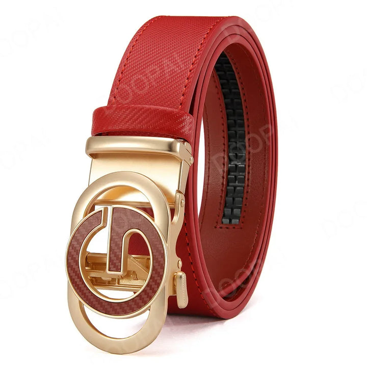 Men's Leather Belts Casual Automatic Buckle Belt Famous Designer Brand Luxury Leather Metal Buckle Cowskin Belts for Jeans Men