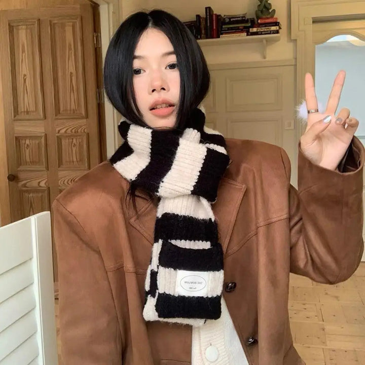 Gothic Striped Shawl – Y2K Winter Scarf for Women