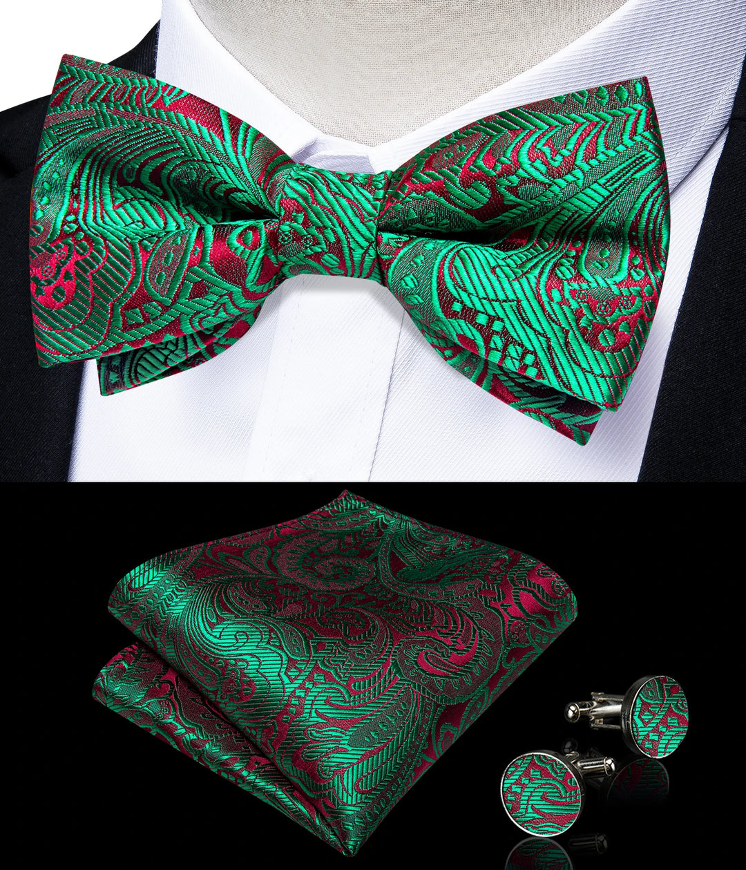 Men’s Pre-tied Bow Tie Set – Wedding & Groom Accessories