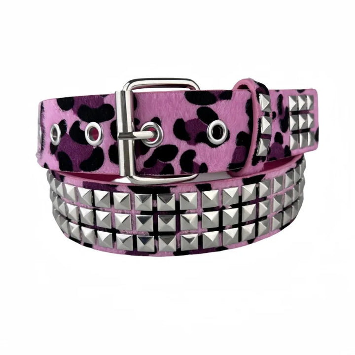 New Men's and Women's Belts Square Beaded Rivets Punk Style Hip Hop Air Eye Belts Fashion Accessories Camo