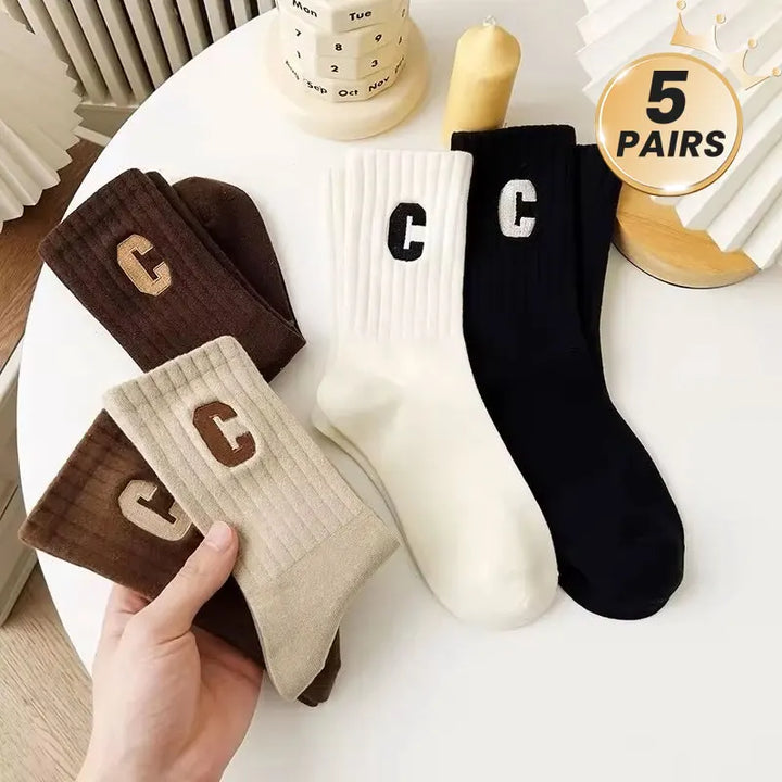 Women’s C-Print Socks – Set of 5.