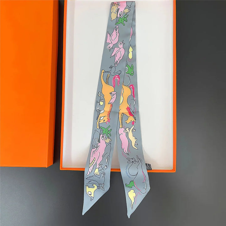 Women’s Ribbon Scarf – Long Skinny Animal Print Headwrap