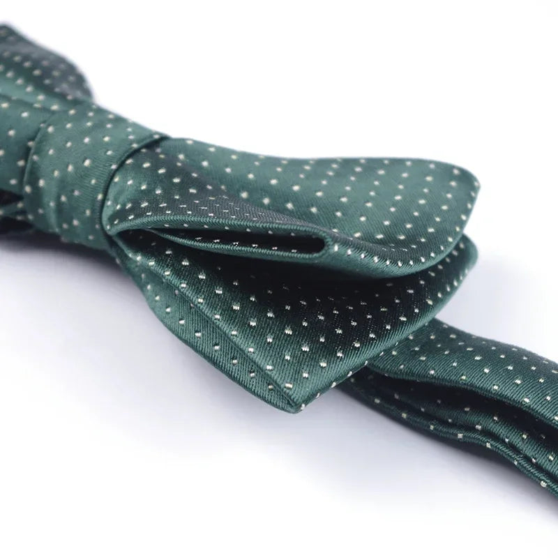 Men’s Classic Black Bow Tie – Formal Polyester Woven Pattern