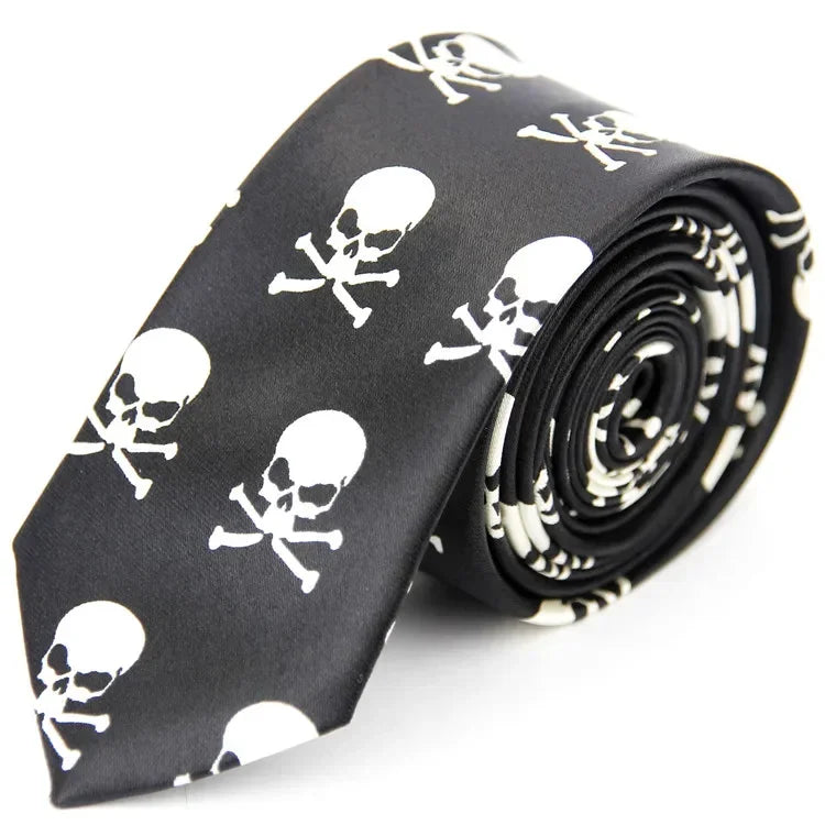 Narrow Tie for Men Women  5cm (2") Skinny Wedding Black Blue Red Pink White Purple Green Gray Piano Skull Print Slim Necktie