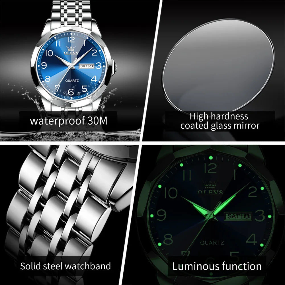 OLEVS™ – Luminous Waterproof Quartz Watch for Men