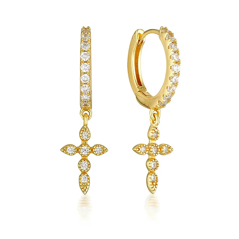 ZirconBloom™ – CANNER 18K Gold Plated Drop Earrings with Star Design